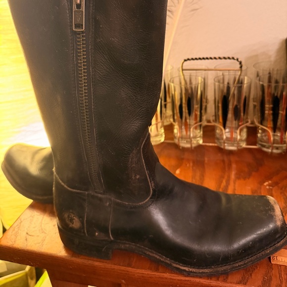 Frye Black Leather Square Toe Boots - Picture 7 of 10